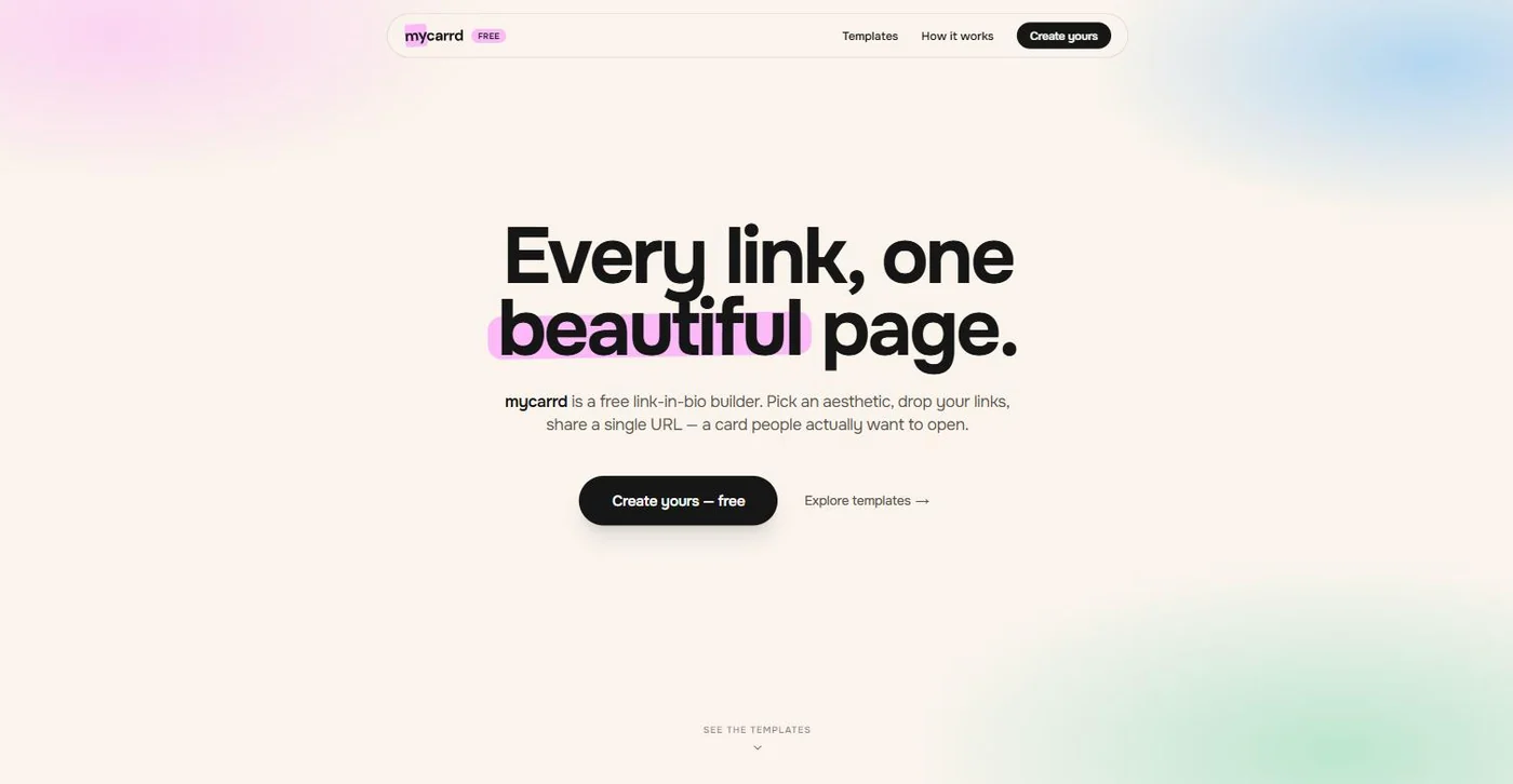 mycarrd — free link-in-bio builder